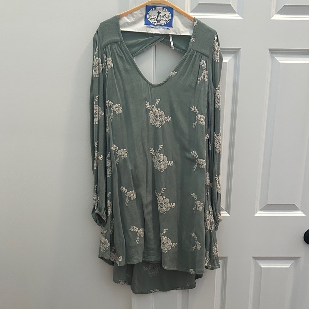 Free People Long Sleeve Floral Embroidered Tunic Dress